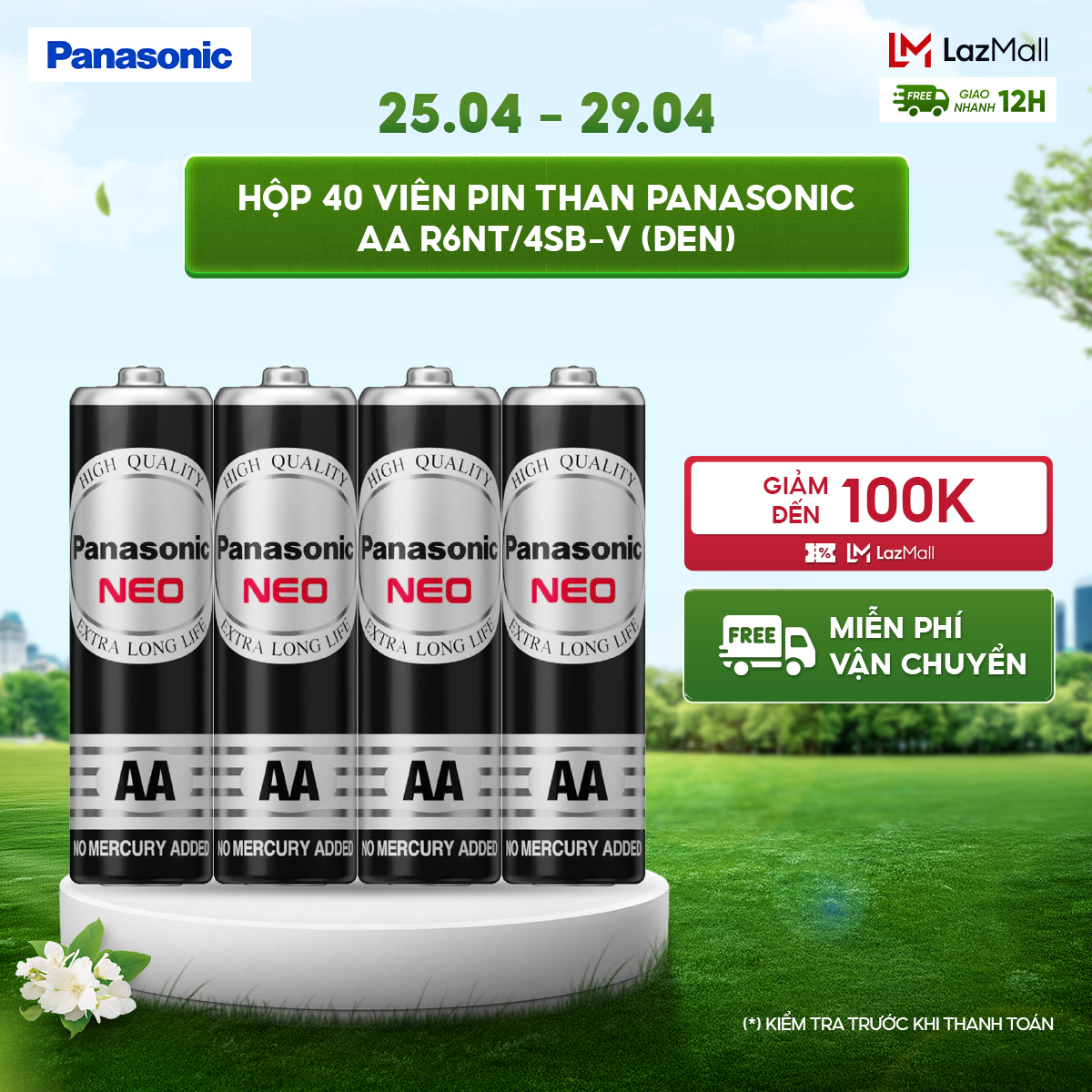 Hộp 40 viên Pin than Panasonic AA R6NT/4SB-V (Đen) – Hàng Chính Hãng