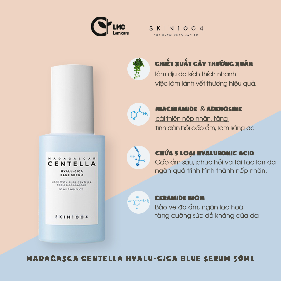 Tinh chất cấp ẩm chuyên sâu Skin1004 Madagascar Centella Hyalu-cica Blue Serum 50ml