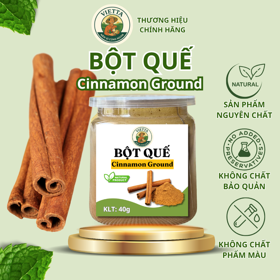 Bột Quế Cinnamon Ground Hộp 50g Vietta Gia Vị Nấu Ăn Siêu Thơm