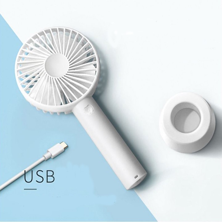 BÁN BUÔN - Quạt mini cầm tay chạy pin hoặc cắm sạc, quạt đế tròn 3 tốc độ siêu mát - được chọn màu -SP đã kèm pin