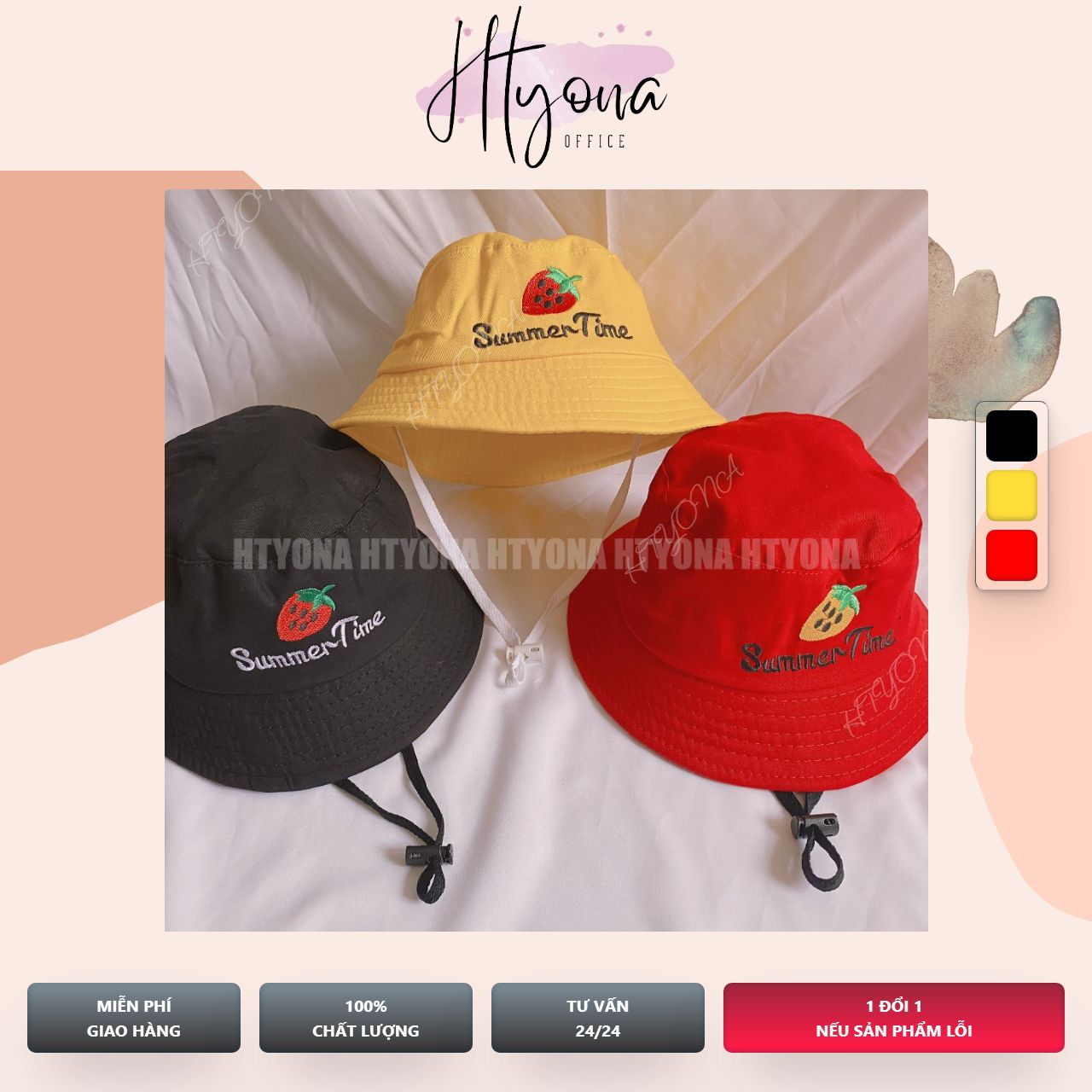 Mũ trẻ em - nón bucket trái dâu cho bé 2 - 5 tuổi