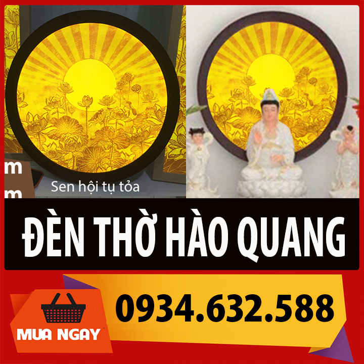 ĐÈN THỜ Tranh Trúc Chỉ In Mâu Ni 198, Đk 40Cm, Sen Qui Tâm , ... Hào quang phật đế sen, hào quang ph