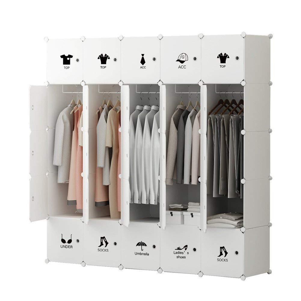 TỦ QUẦN ÁO LẮP GHÉP 25 NGĂN, TỦ MÀU TRẮNG GỒM 5 NGĂN TREO ĐỒ VÀ 10 NGĂN XẾP ĐỒ, DÙNG ĐỂ QUẦN ÁO, TÚI XÁCH, PHỤ KIỆN...