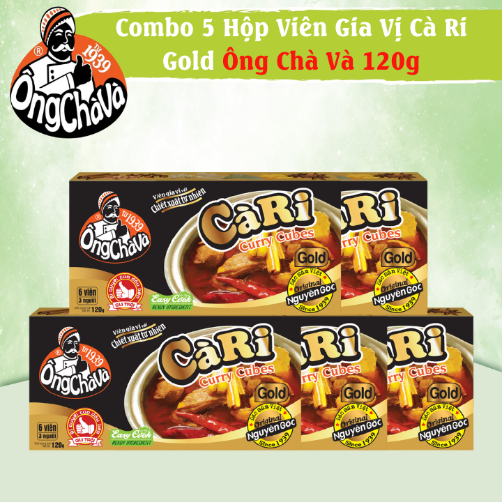 Combo 5 hộp viên gia vị cà ri ông chà và gold 120gr