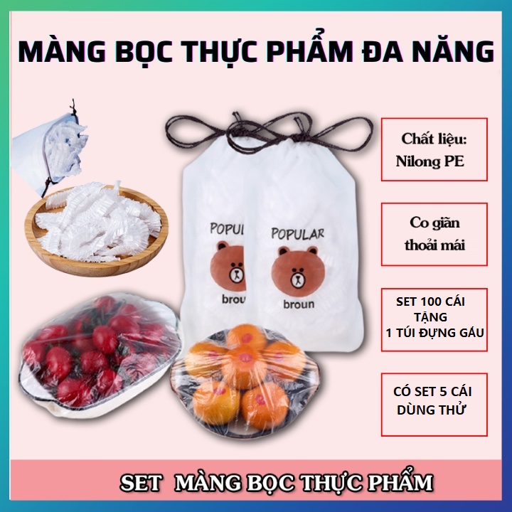 Chiếc Màng Bọc Thực Phẩm Bo Chun Gấu Brown, Co Dãn Tái Sử Dụng, Màng PE An Toàn Với Thực Phẩm, màng bọc thực phẩm cuộn to, màng bọc thực phẩm đa năng