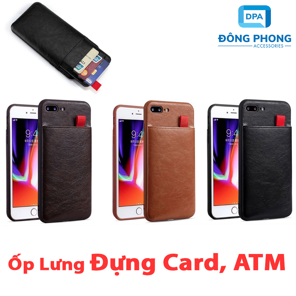 Ốp lưng da iphone có khe đựng card, tiền đa năng