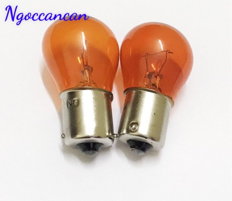 Combo 2 Bóng Đèn Xi Nhan Ô Tô Màu Vàng 1 Tóc 12V 21W và 24V 21W Đui Cài