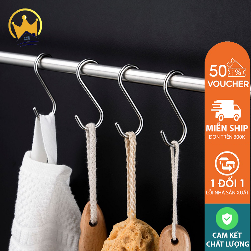 Bộ 5 Móc Treo Đồ Chữ S Inox 304 Latimax Cao Cấp - Sáng Bóng, Sang Trọng, Chống Gỉ Sét