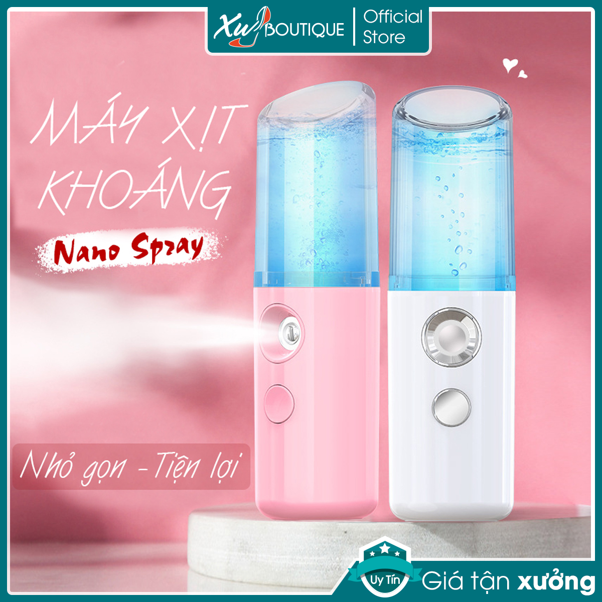 Máy Xịt Khoáng, Phun Sương Cấp Ẩm, Xông Mặt Nano Cầm Tay Mini Cấp Ẩm Trắng Da Tiện Lợi - Tặng Kèm Dây Sạc