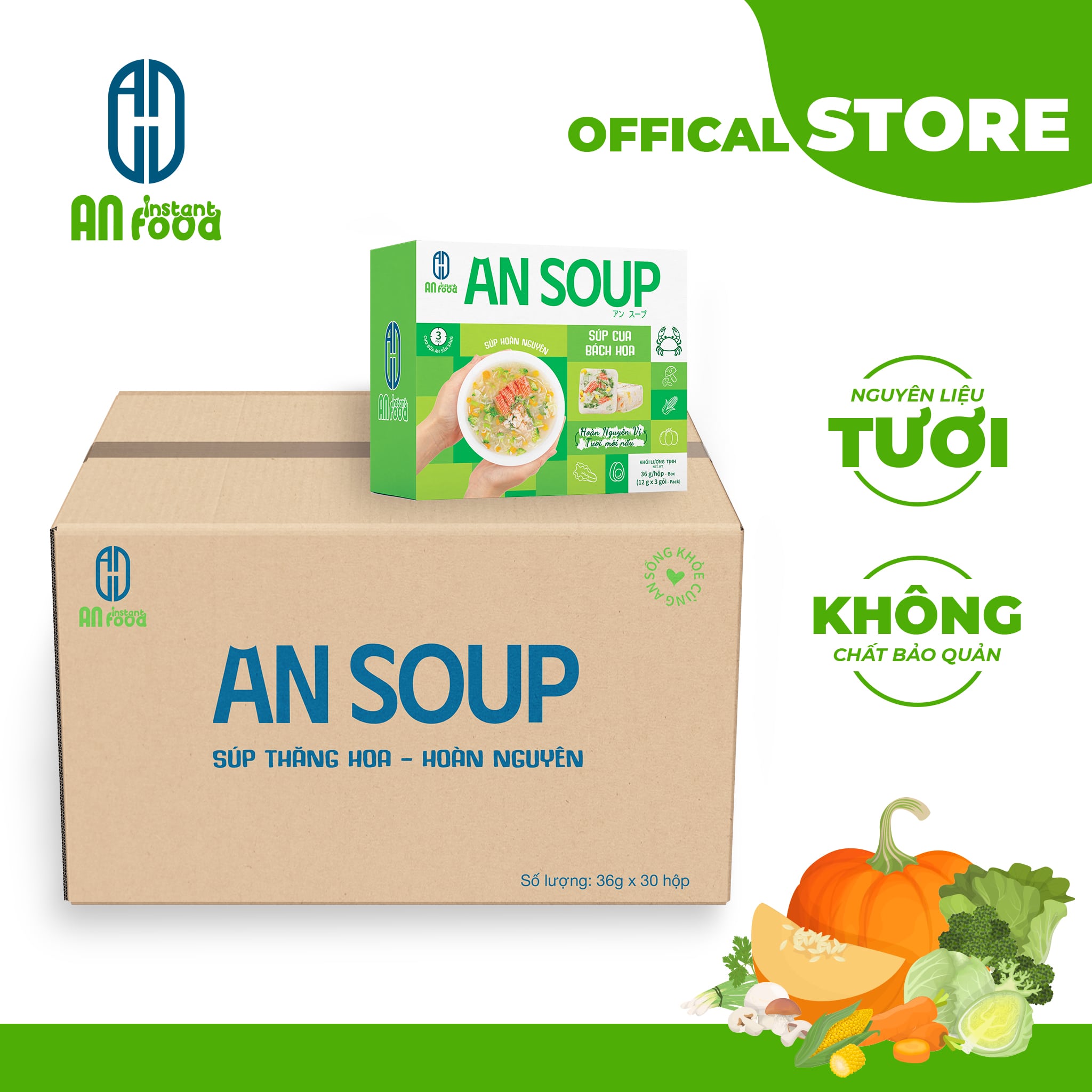 [Thùng 30 Hộp] Súp - Súp ăn liền - Đủ Vị - Sấy Thăng Hoa -  An Instant Food Chính Hãng