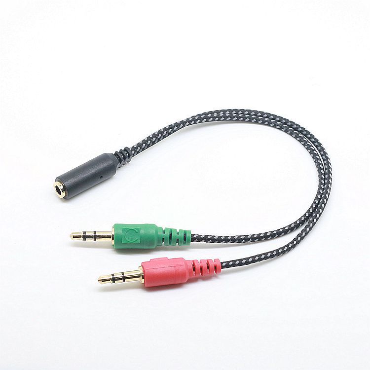Cáp gộp audio và mic 3.5 ra 1 cổng tích hợp tai nghe và mic 24k