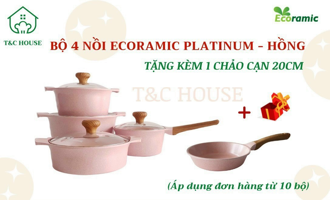 Bộ nồi đúc platinum hồng phấn