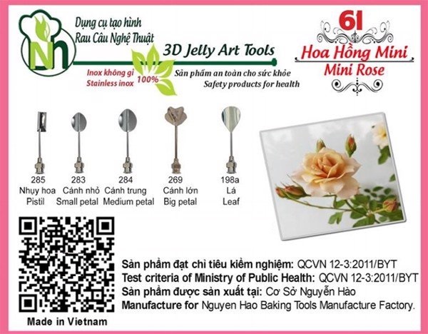 Kim rau câu 3D Ngọc Huệ (bộ 5 kim số 61 - hoa hồng mini)
