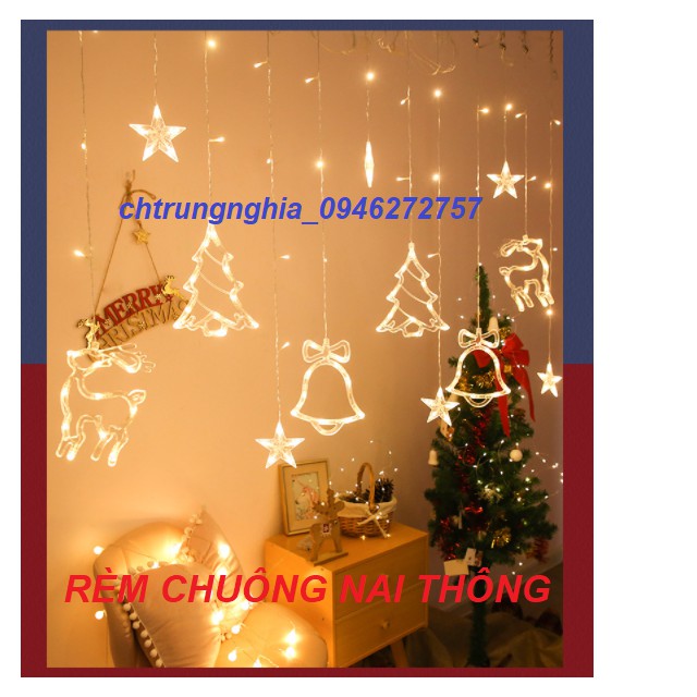 BỘ ĐÈN LED RÈM CHUÔNG NAI THÔNG TRANG TRÍ NOEL DÂY DÀI 3.5 MÉT