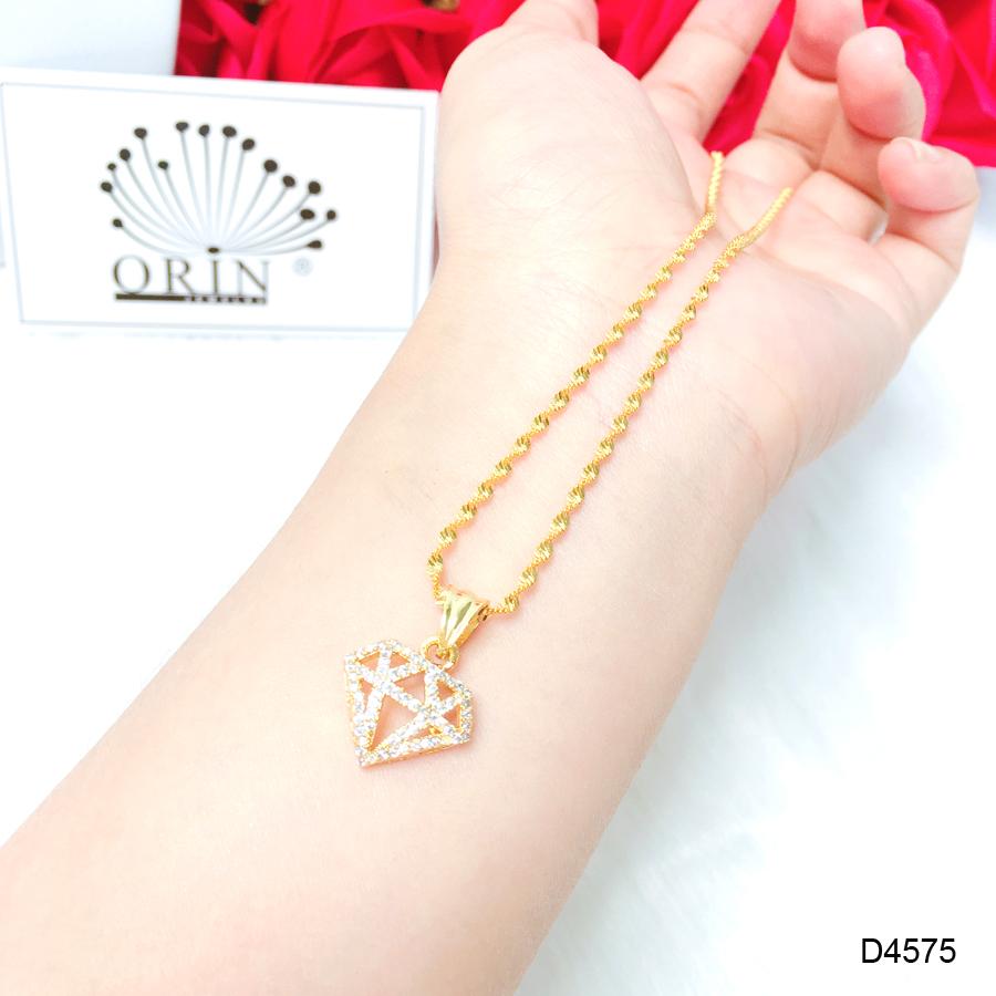 Dây chuyền nữ dạng xoắn mặt hình kim cương đính đá bền màu thiết kế thời thượng Orin D4575
