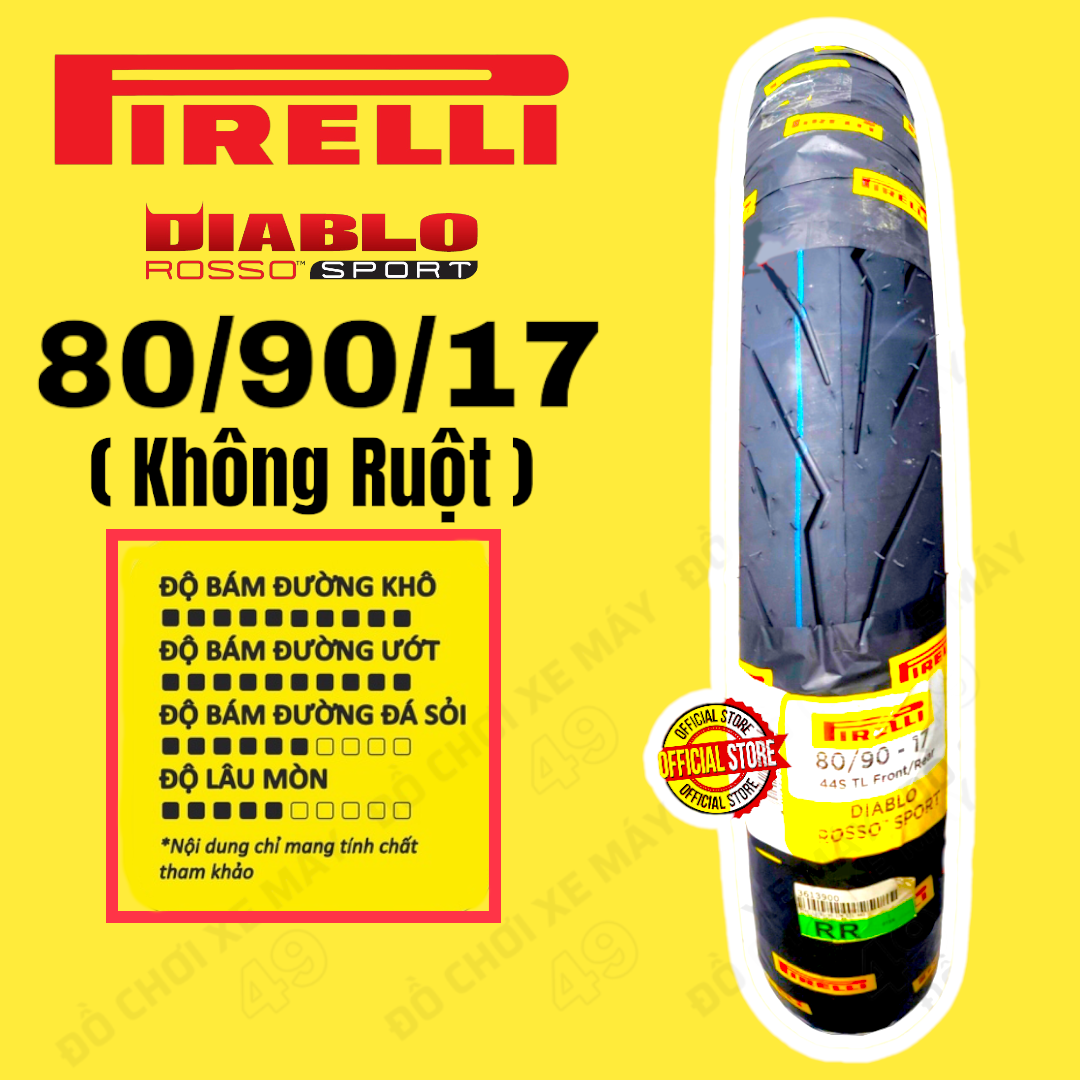 Vỏ lốp xe máy pirelli 80/90/17 diablo rosso sport