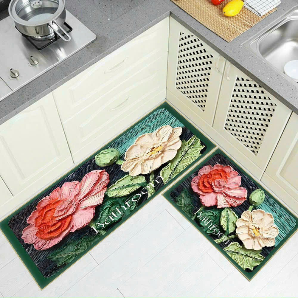 Bộ 2 Thảm Trải Sàn Nhà Bếp 3D Chống Trượt Cao Cấp