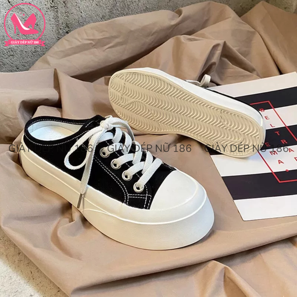 Giày sục thể thao siêu phẩm 2 màu đen trắng đủ size 35 đến 39