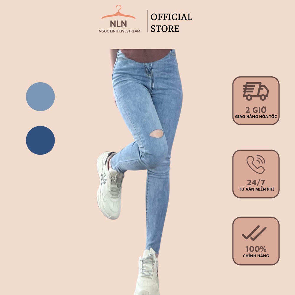 Quần jean nữ / quần bò nữ / quần jean / quần bò / quần jean cạp cao rách gối 2 màu, quần jeans nữ lưng cao co giãn có túi