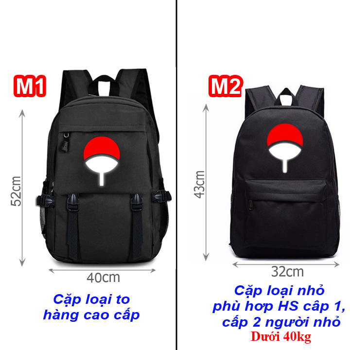cặp Naruto Uchiha phản quang, balo đi học gia tộc Uchiha phản quang hàng cao cấp may chuẩn 3 lớp 4 ngăn