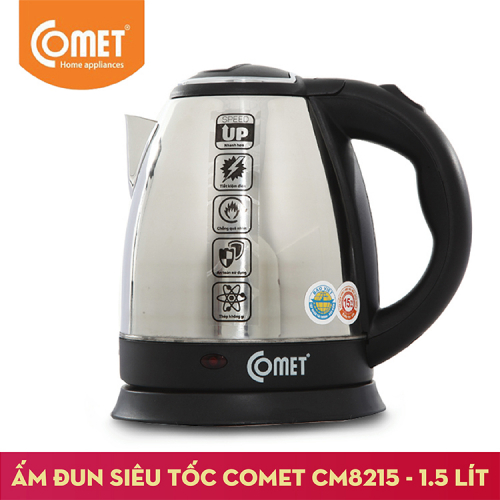 Ấm Đun Nước Siêu Tốc inox Comet 1,5L CM8215, - Hàng Chính Hãng - Bảo Hành 12 Tháng