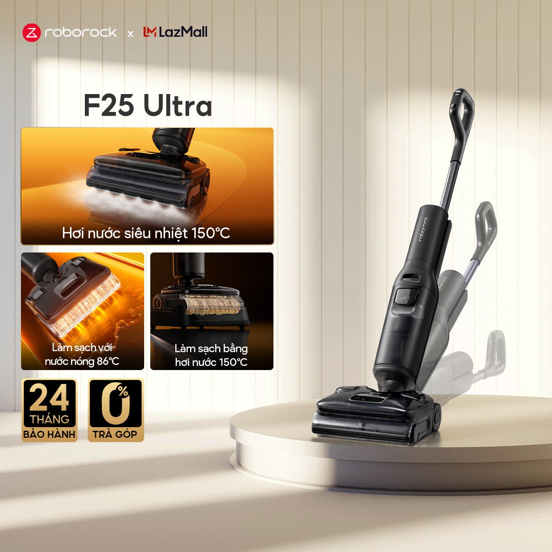  Roborock F25 Ultra máy hút bụi lau nhà cầm tay không dây | Lực hút 22000pa | Bảo hành 24 tháng 