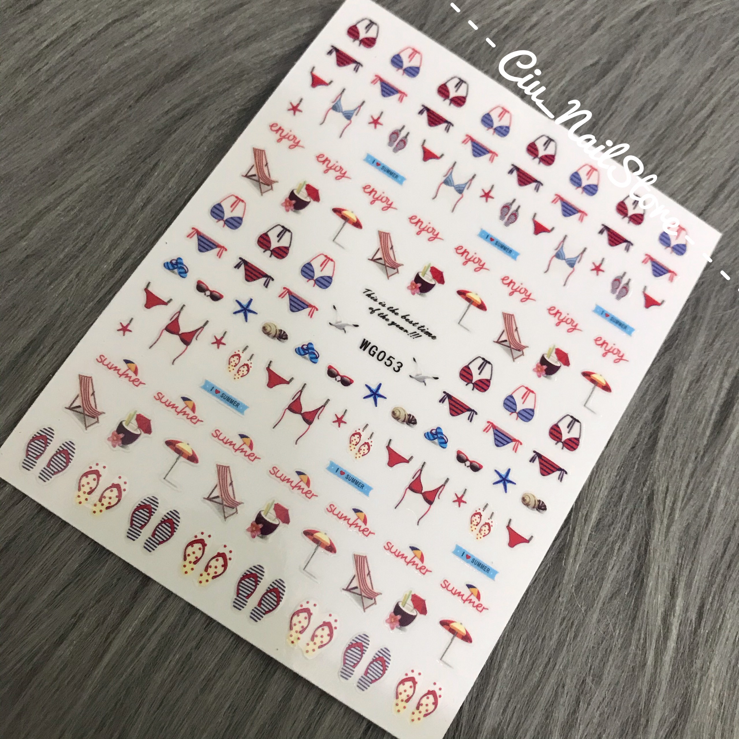 Sticker dán móng tay chủ đề mùa hè biển bikini