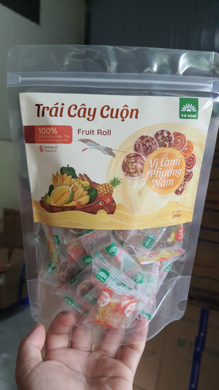 Combo trái cây cuộn Tư Bông túi 500g- 8 loại trái cây cuộn