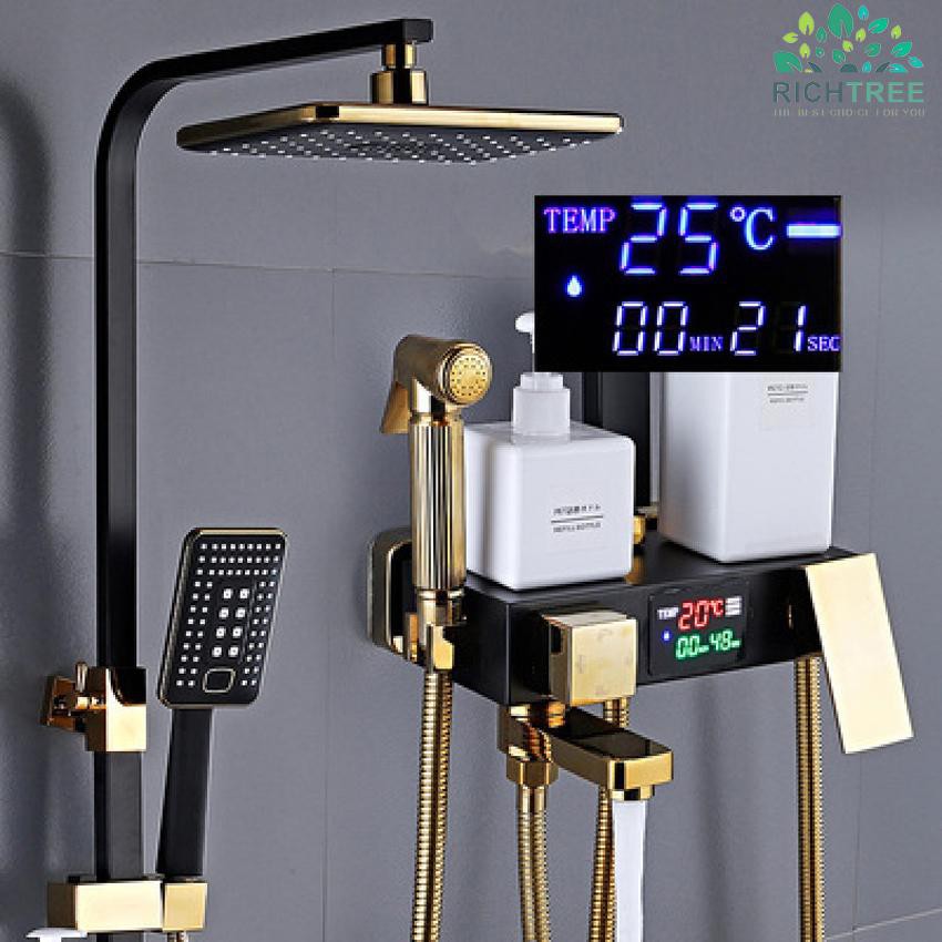 Bộ vòi sen cây tắm đứng nóng lạnh hàng Cao Cấp Đồng mạ tĩnh điện Hiển Thị Số- Ông HCN