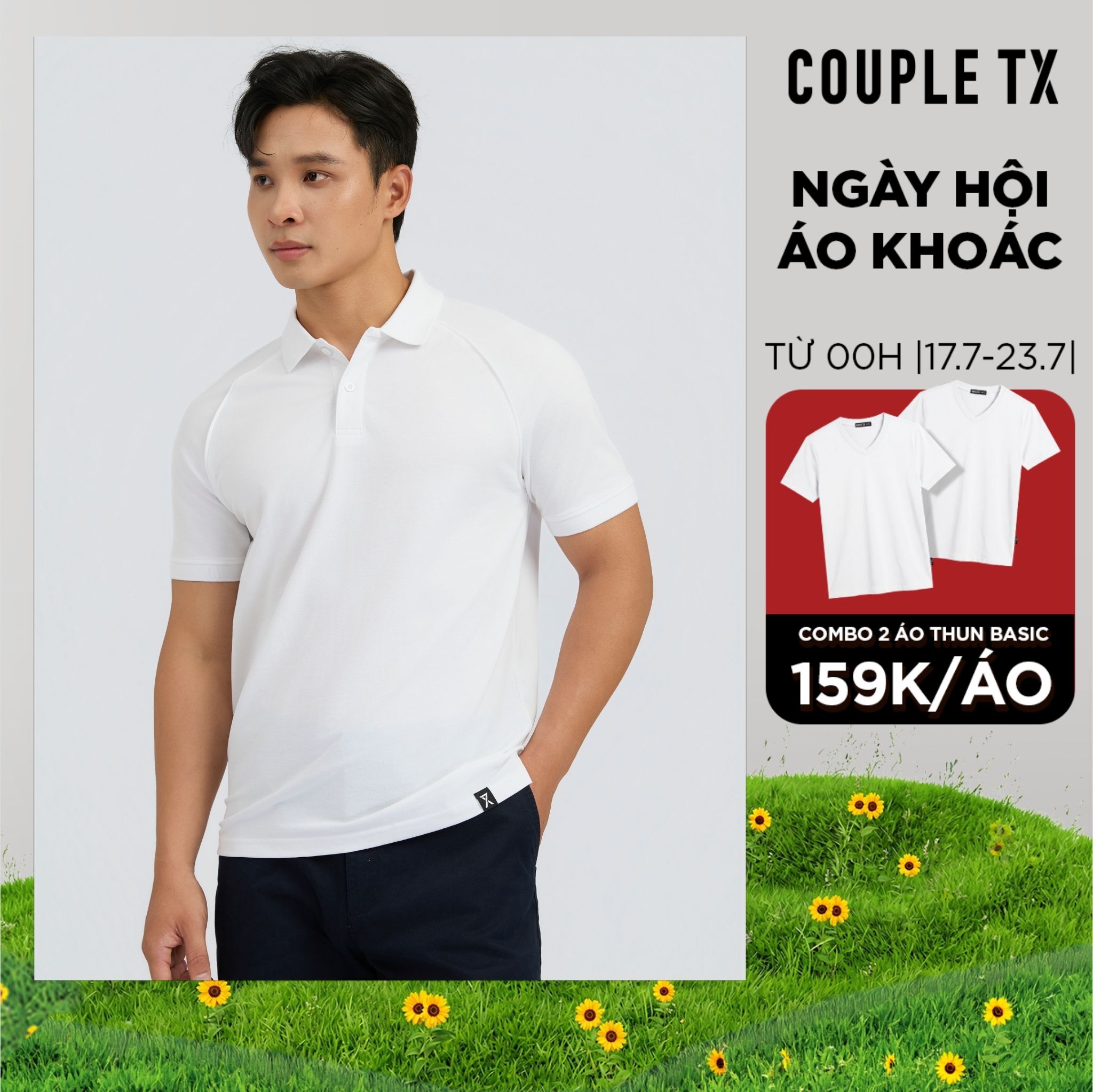 Áo Polo Nam Couple TX Thun CottonTay Raglan SS26 Có Cổ Thanh Lịch Form Regular MPO 1090
