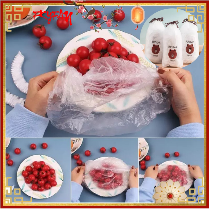 Màng bọc thực phẩm PE an toàn co bọc đồ ăn có chun [ LOẠI MỚI ] co giãn tái sử dụng Gấu Brown khắc phục nhược điểm của các màng bọc khác túi bọc thực phẩm