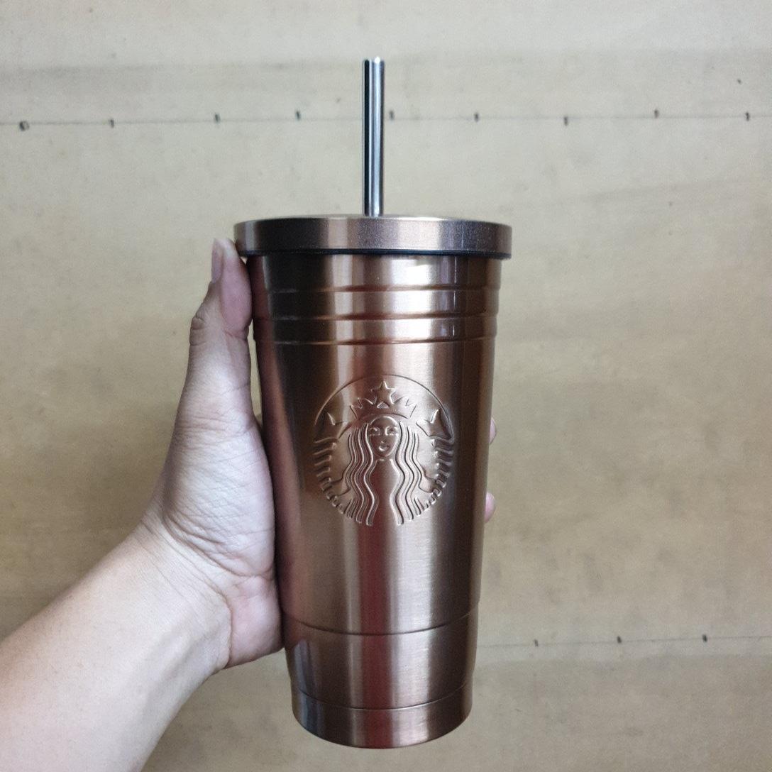 Ly giữ Nhiệt 500ml inox 304 logo dập nổi + Ống hút inox 8mm đồng bộ LYOH