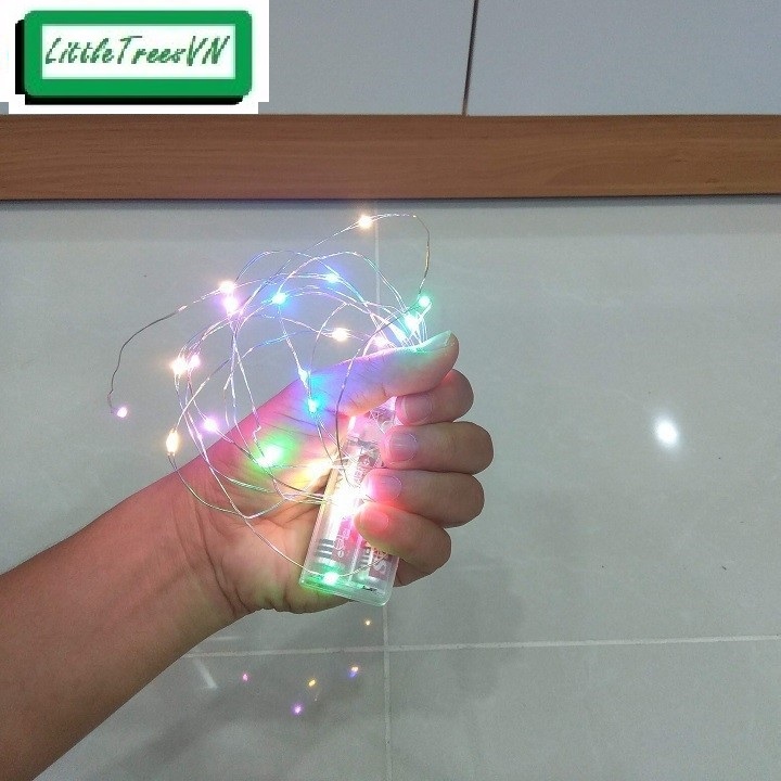 Dây đèn trang trí dài 3m 30 bóng không nháy dùng pin (2 pin tiểu AA) - không kèm pin