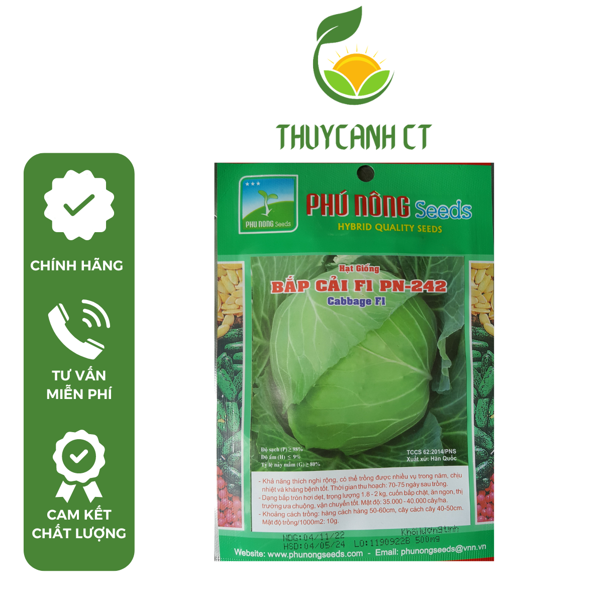 Hạt giống bắp cải f1 pn-242 phunongseeds - 0.5g
