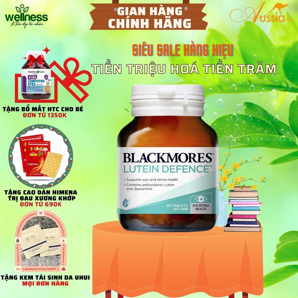 Viên uống bổ mắt cho người cận thị Blackmores Lutein Defence 60 viên