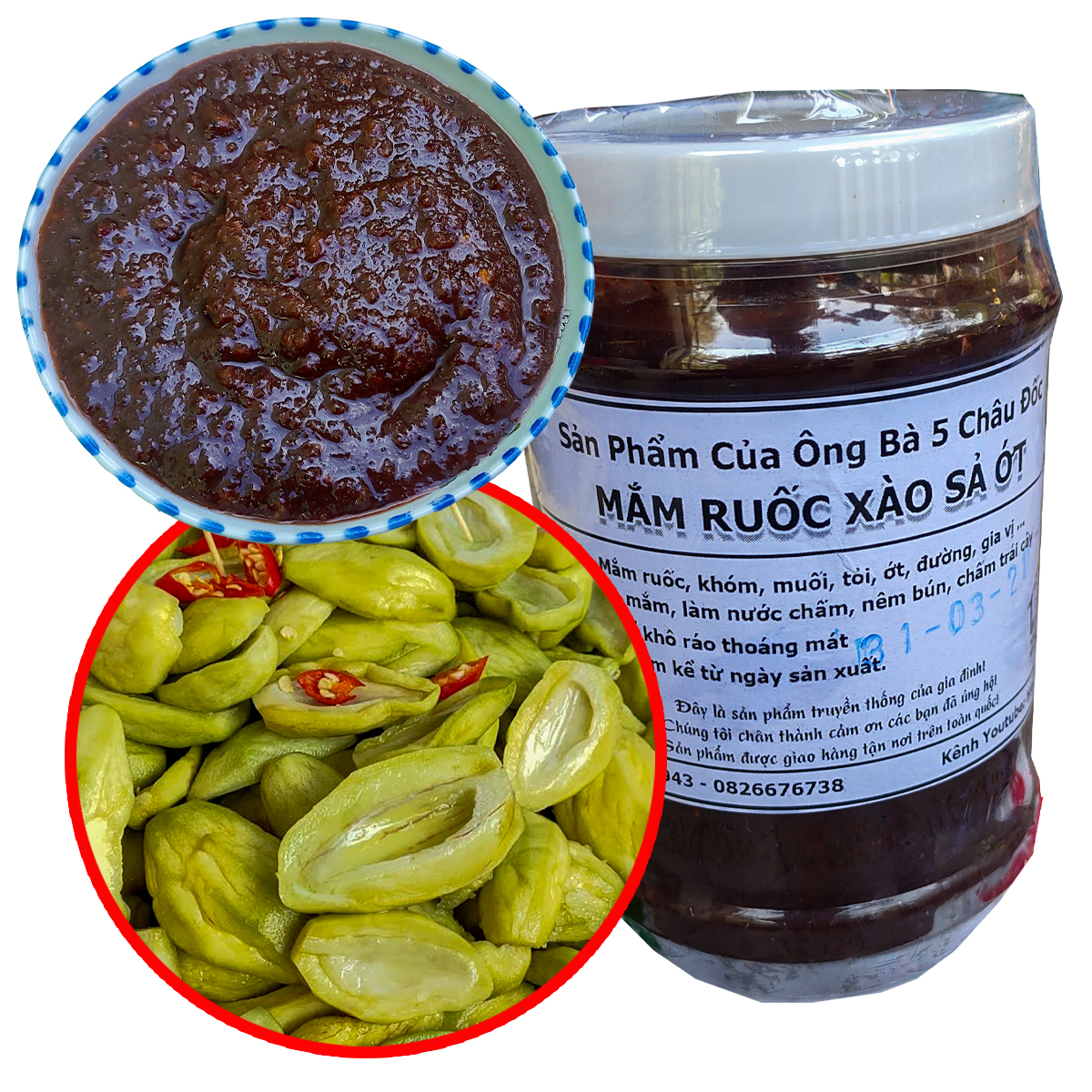 500gr Mắm Ruốc Xào Sả Ớt Thơm Ngon Vừa Ăn Loại Đặc Biệt Chính Hiệu Ông Bà 5 Châu Đốc