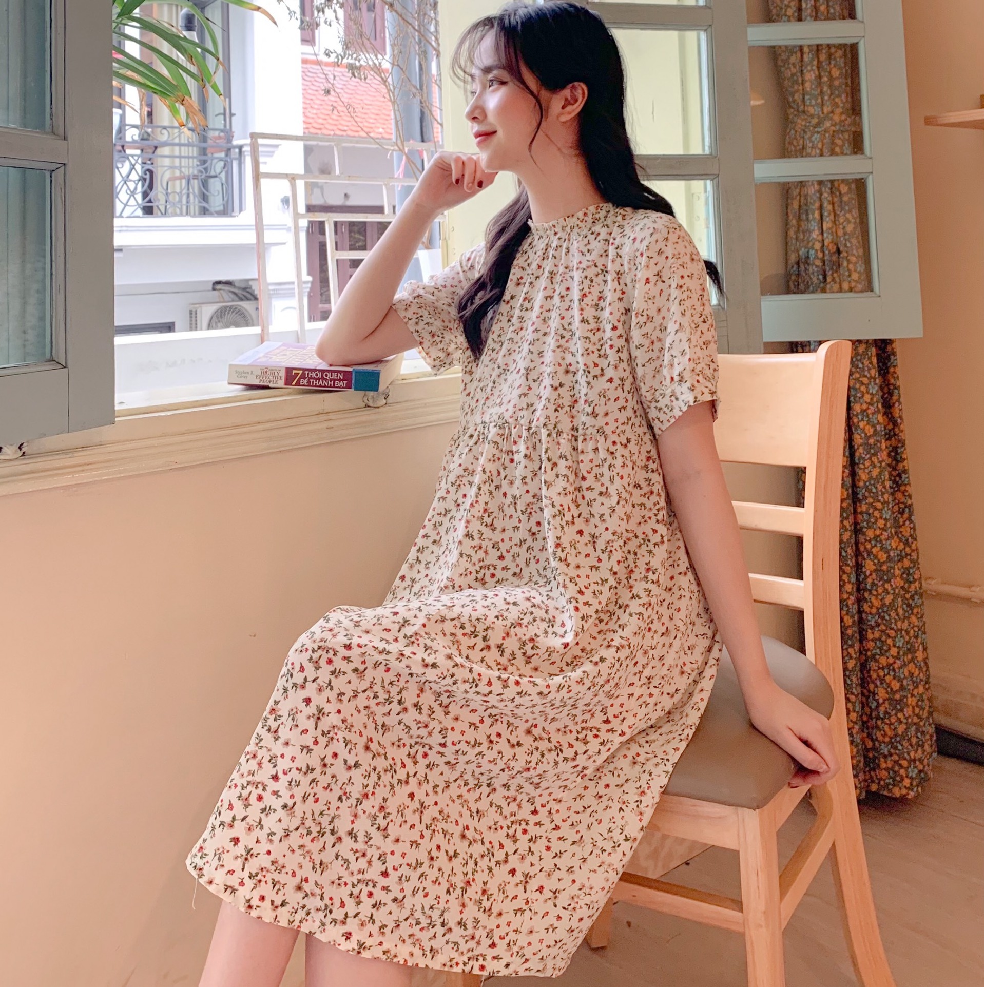 Váy bầu mùa hè tằm hoa nhí cực xinh - Đầm bầu dự tiệc thiết kế Medyla - VS652