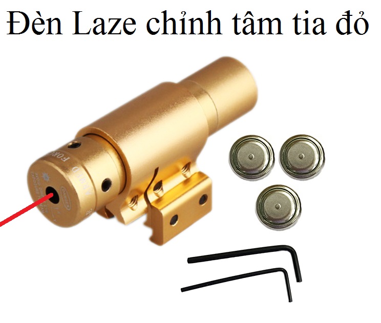 Đèn Laze - Bút Laze TIA ĐỎ Kẹp ray 11 hoặc ray 20, Có Chỉnh Tâm Trái và Phải + Kèm Đầy Đủ Phụ Kiện ATTK Laser Kẹp ống Gía Rẻ (Màu Vàng) lz