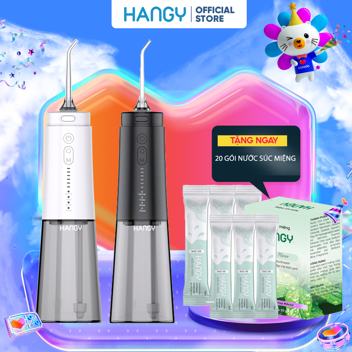 [Combo 2] Máy tăm nước HANGY HG23 làm sạch răng miệng phiên bản 2023 . Tặng kèm củ sạc, dây cáp sạc