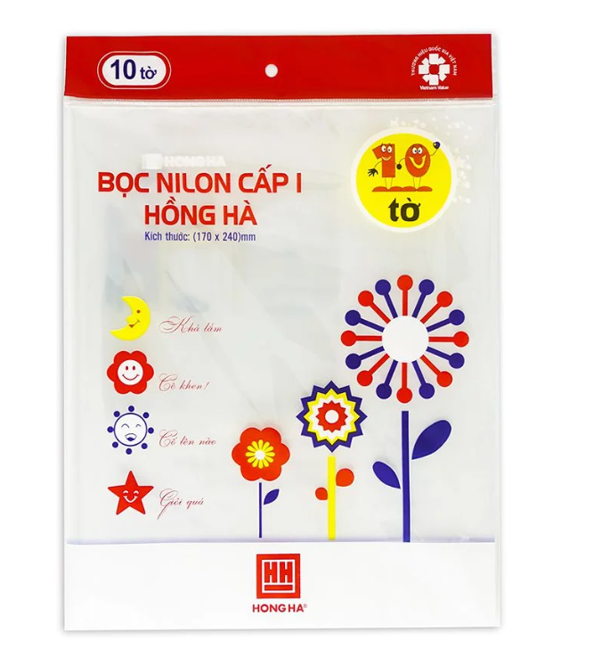 Bọc vở - sách giao khoa nilong Hồng Hà cho học sinh cấp 1 Tập 10 bọc sách giáo khoa, vở cấp 1 nylon Hồng Hà 3245
