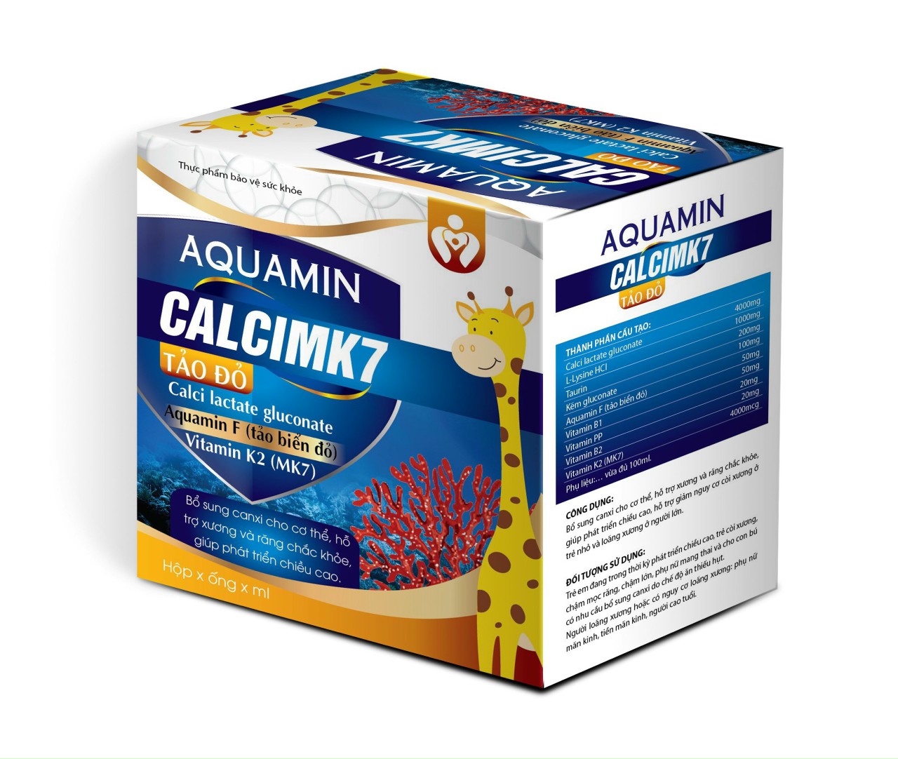 Calci Tăng Chiều Cao Aquamin Calci MK7- Thành Phần Tảo Biển Đỏ, Kẽm Giúp Bổ Sung Calci Cơ Thể, Phát Triển Chiều Cao , Giảm Còi Xương Ở Trẻ, Ngừa Loãng Xương ở Người Già