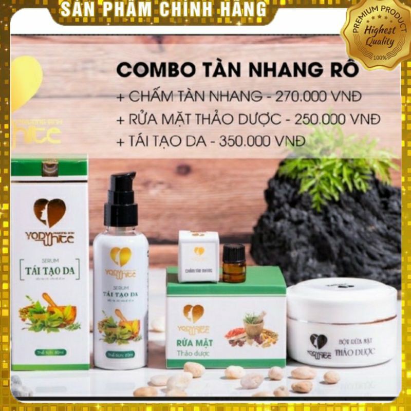 [HCM]COMBO TÀN NHANG + SERUM TÁI TẠO DA YODY WHITE PHƯƠNG ANH CHUYÊN TÀN NHANG NÁM ĐINH MỤN THỊT MỤN CÓC SẸO LỒI RỖ