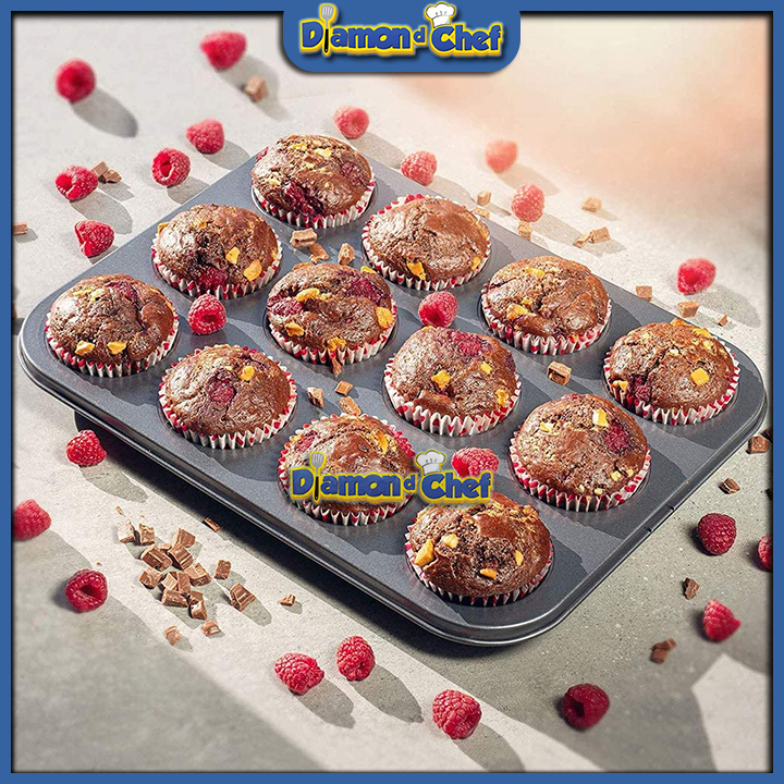 Khuôn Nướng Bánh Chống Dính Cupcake 12 Ô