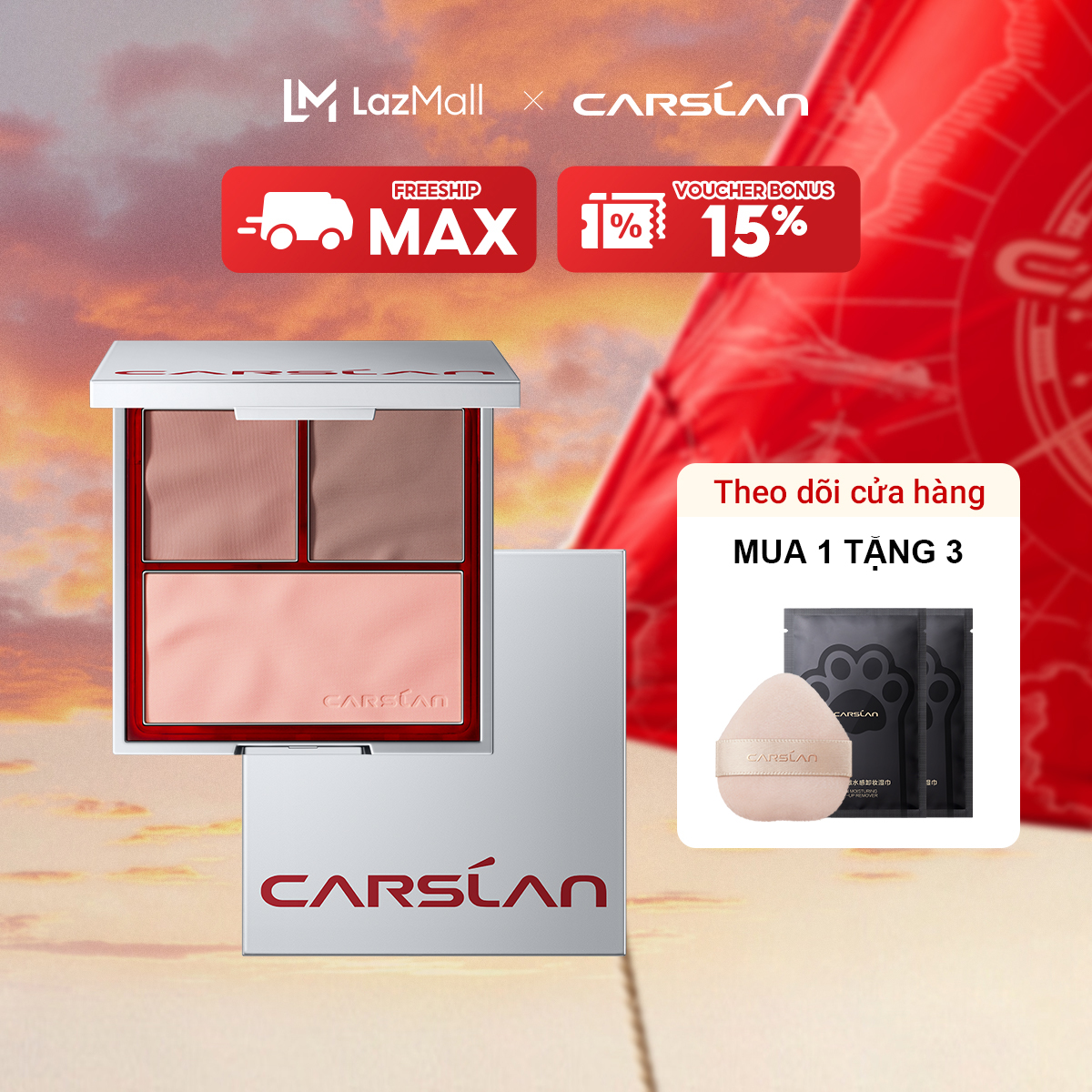 Carslan Ba Màu Sắc Plumper Má Bảng Màu 10.5G | 3 màu má hồng Bảng Màu Tự Nhiên Trọng Lượng Nhẹ Blush Mềm Mại màu phấn hồng tạo điểm nhấn tạo khối mỹ phẩm trang điểm khuôn mặt