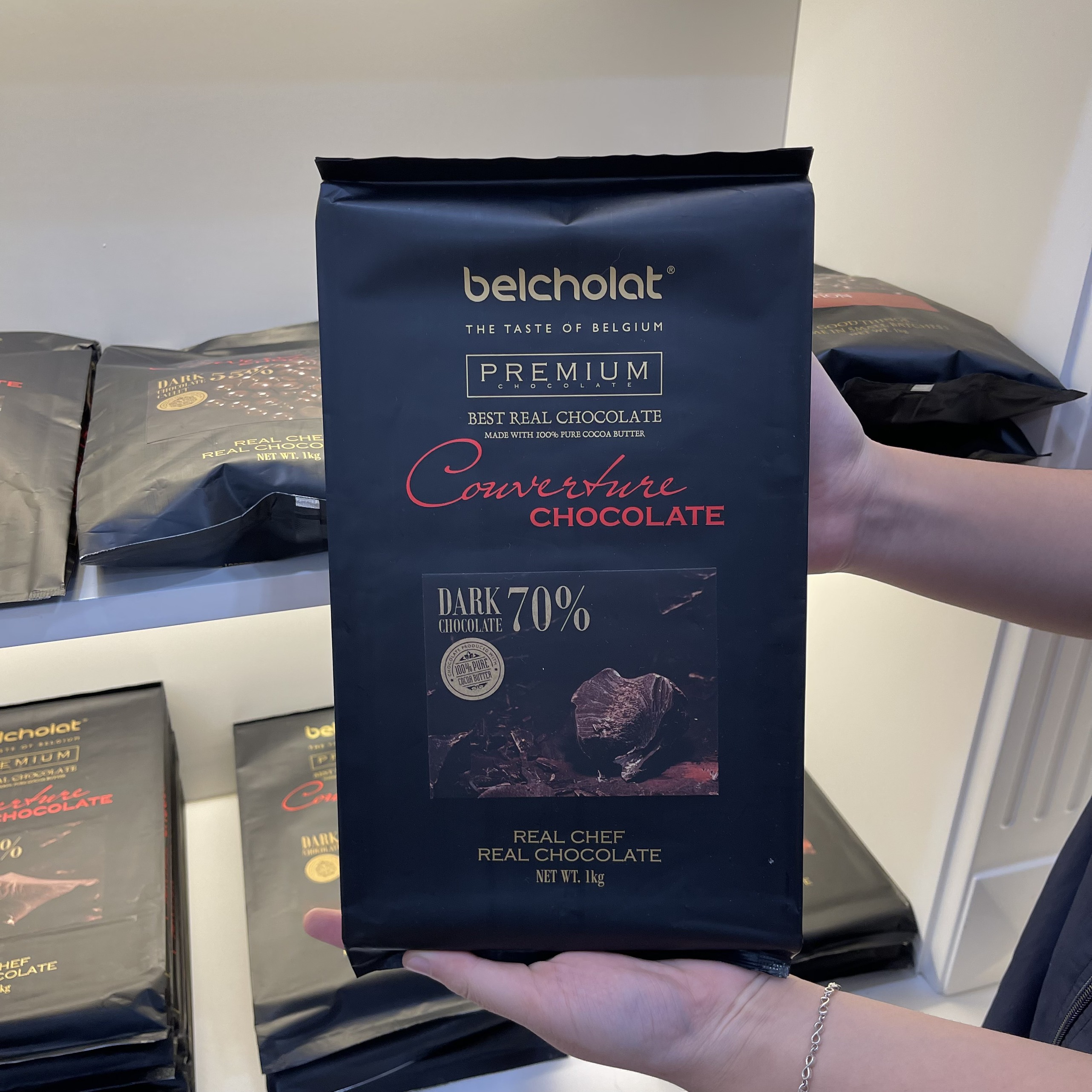 Socola Đen Đắng Couverture 70% Belcholat Túi 1kg - Bitter Chocolate Belcholat 70% Block 1kg Vị Đắng Đậm Đà