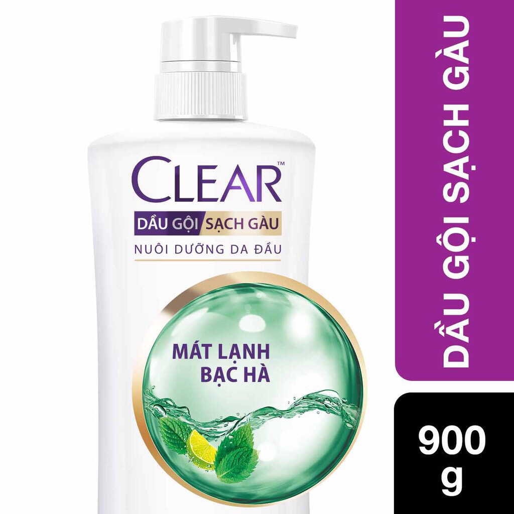Dầu Gội Sạch Gàu CLEAR Mát Lạnh Bạc Hà 900g / chai