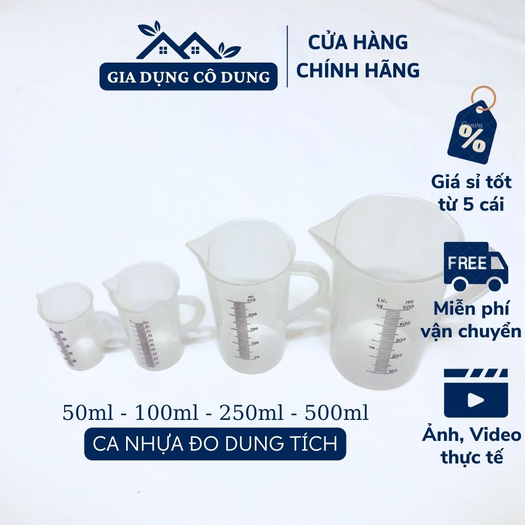 Ca đo dung tích, ca nhựa có vạch chia dung tích 50ml 100ml 250ml 500ml