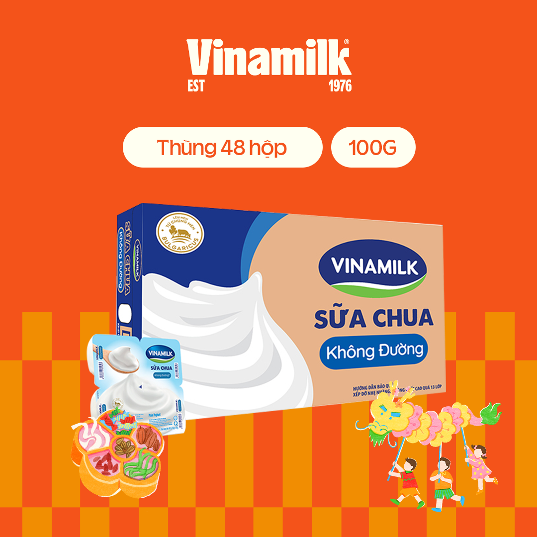 Thùng 48 hộp Sữa chua ăn Vinamilk không đường 100g Yaourt