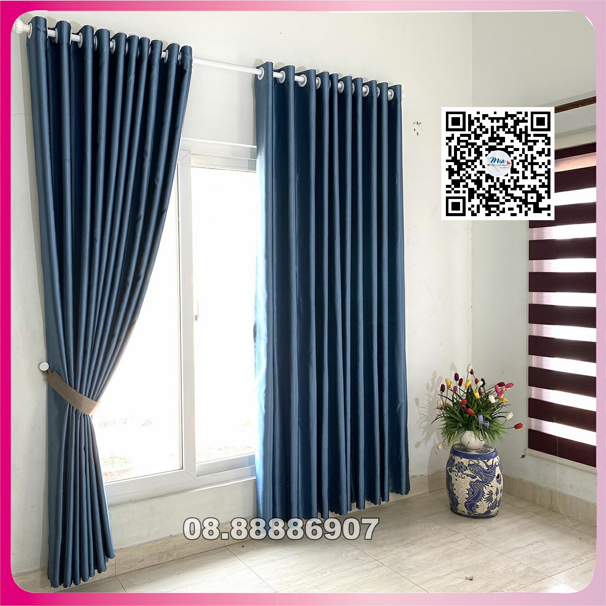 [HCM]Rèm cửa màu xanh dương may sẵn kích thước tùy chọn chống nắng >95% dùng làm rèm cửa chính rèm cửa sổ shop rèm cửa Huy hoang curtain - Ready-made blue curtains optional sizes >95% sun protection used as main curtains window curtains