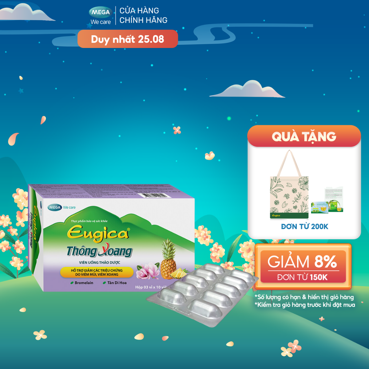 Viên uống thảo dược hỗ trợ giảm các triệu chứng do viêm mũi, viêm xoang EUGICA THÔNG XOANG